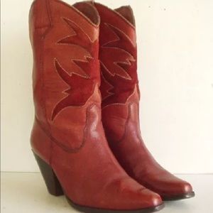 Women’s boho vintage OxBlood leather cowboy boot 9